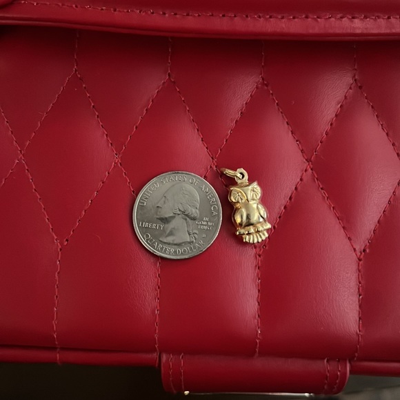 14k Italian Gold Owl Pendant - Picture 2 of 5